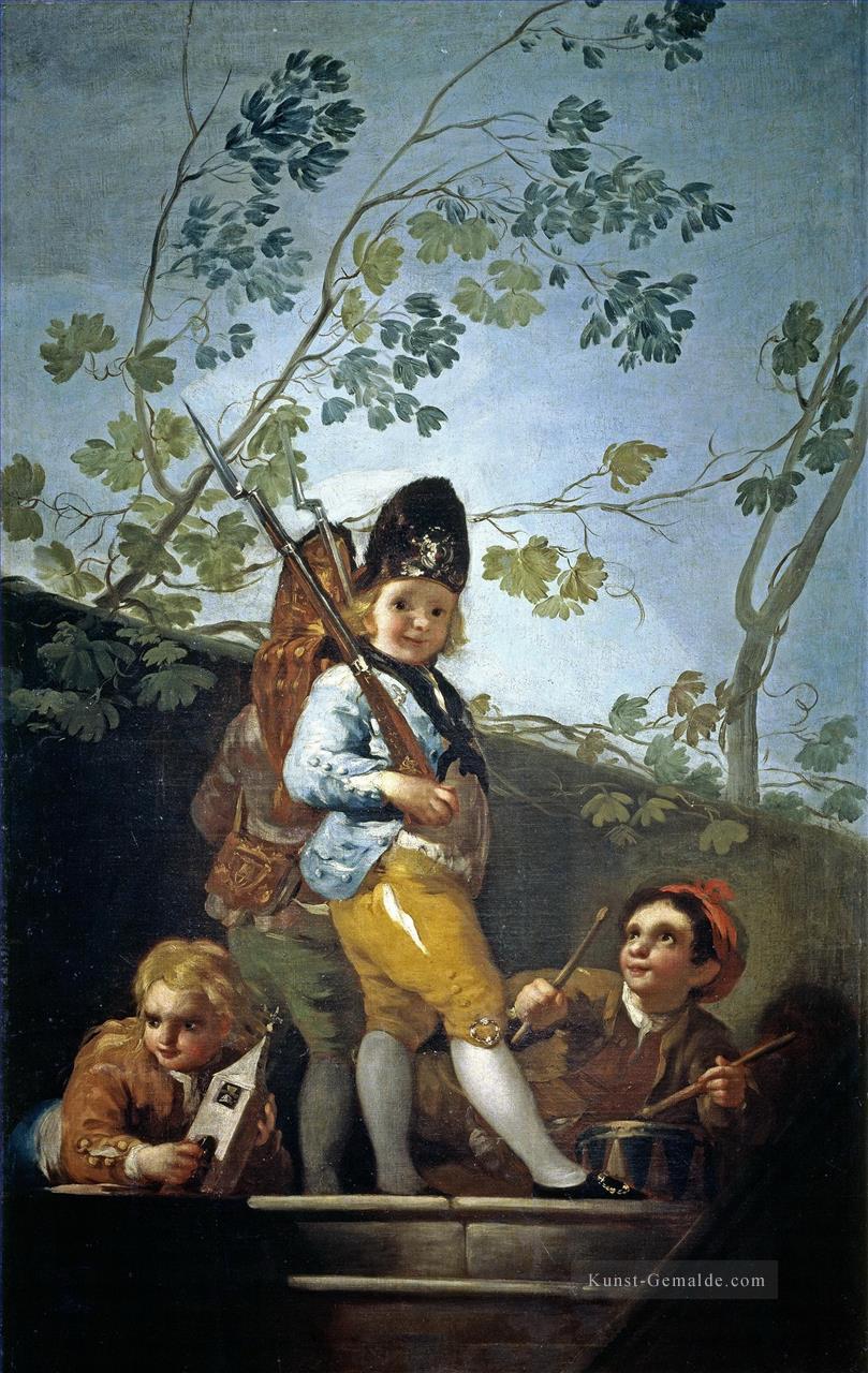 Jungen Soldaten Francisco de Goya spielen Ölgemälde